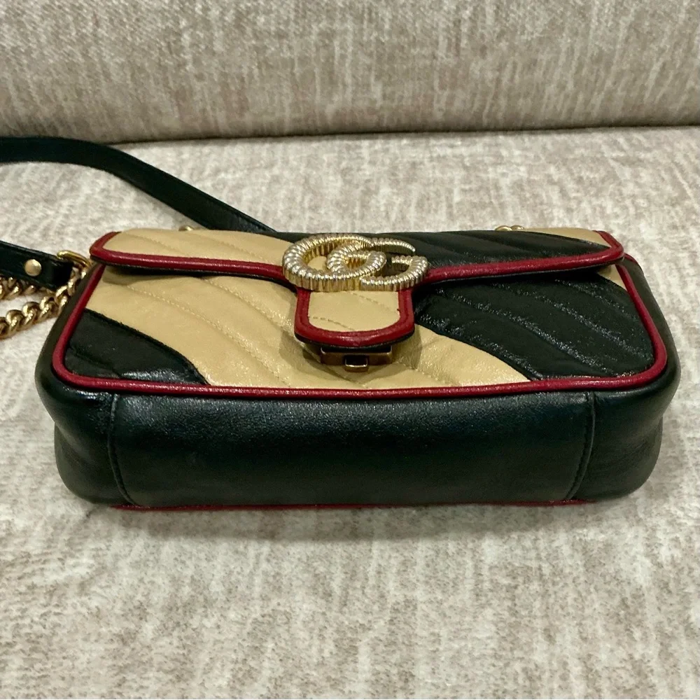 ✨💎RARE💎✨GUCCI Marmont Multicolor Leather Flap Chain Bag w/Dusty and Gift! - Picture 6 of 14
